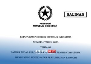 Inilah Keppres 4/2026 tentang Satgas Percepatan Program Pemerintah untuk Dukung Peningkatan Pertumbuhan Ekonomi