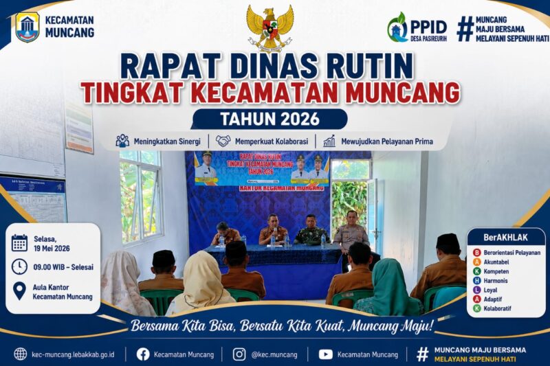Camat Muncang Pimpin Rapat Dinas Rutin Tingkat Kecamatan Tahun 2026