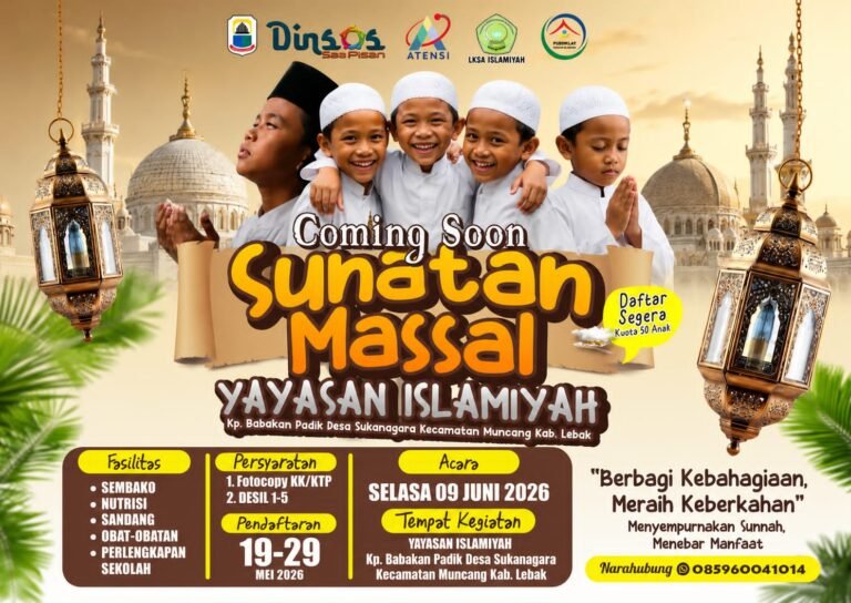 Sentra Galih Pakuan dan Forum LKS Lebak Akan Hadirkan Bakti Sosial Sunatan Massal