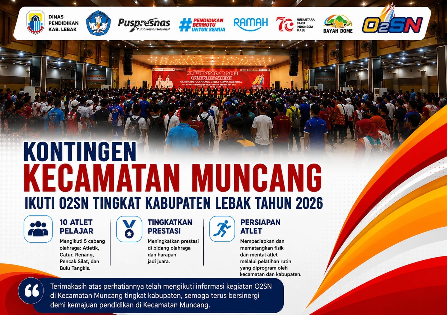 10 Atlet Pelajar Kecamatan Muncang Ikuti O2SN Tingkat Kabupaten Lebak
