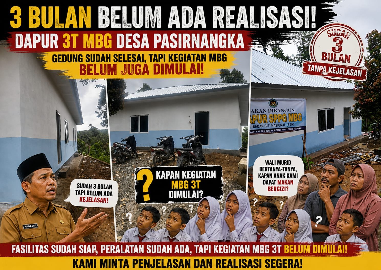 Lima Dapur 3T MBG di Kecamatan Muncang Belum Beroperasi, Warga Tunggu Kepastian Program