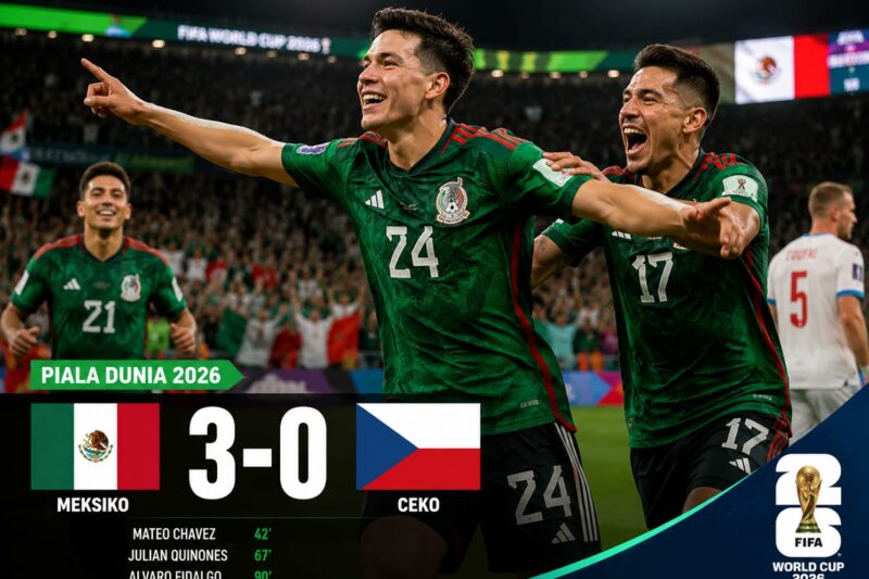 Meksiko Sapu Bersih Grup A Usai Tekuk Ceko 3-0 di Piala Dunia 2026