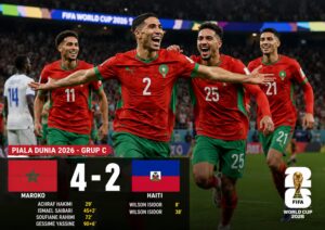 Maroko Menang 4-2 atas Haiti, Amankan Tiket Babak 32 Besar