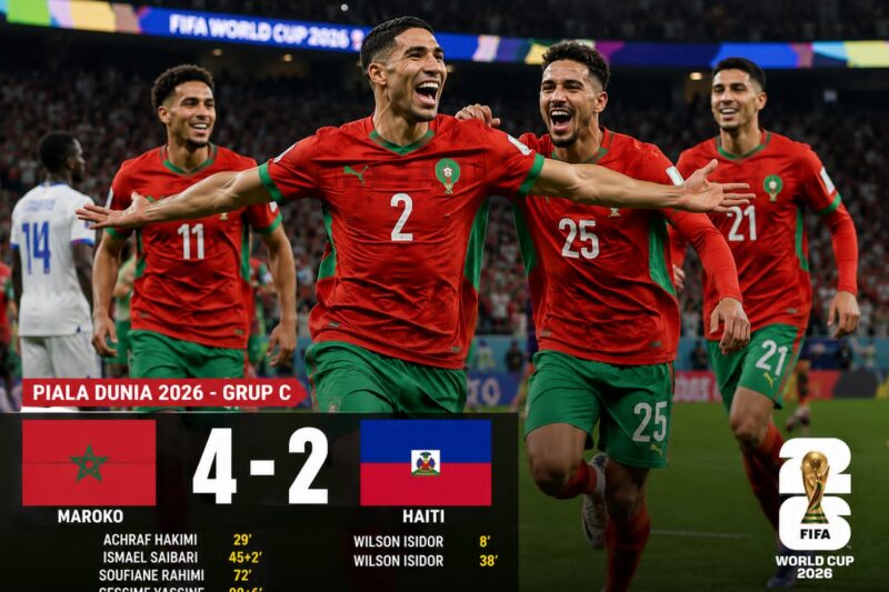 Maroko Menang 4-2 atas Haiti, Amankan Tiket Babak 32 Besar