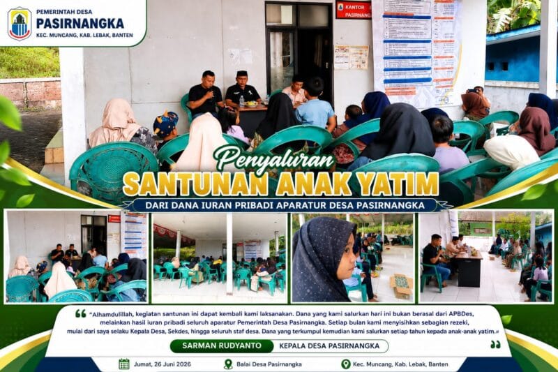 Pemdes Pasirnangka Salurkan Santunan untuk 25 Anak Yatim dari Iuran Aparatur Desa