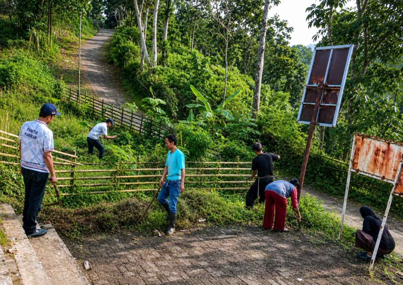 Kepala Desa Muhaimin bersama perangkat desa dan warga mengikuti Gotong Royong Jumat Bersih di Desa Girijagabaya, Kecamatan Muncang. (Istimewa)