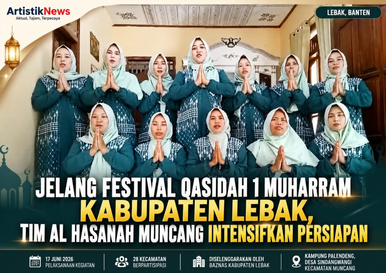 Tim Qasidah Al Hasanah dari Kampung Palendeng, Desa Sindangwangi, Kecamatan Muncang, saat menjalani persiapan menjelang Festival Qasidah 1 Muharram tingkat Kabupaten Lebak yang diselenggarakan oleh Baznas Kabupaten Lebak. (Istimewa).