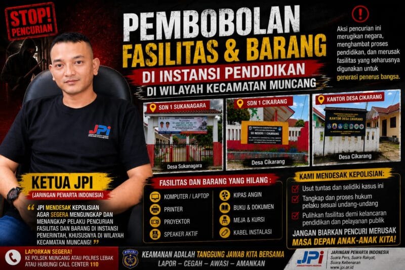 Ketua JPI Desak Polres Lebak Tangkap Pelaku Pembobolan Tiga Sekolah dan Kantor Desa