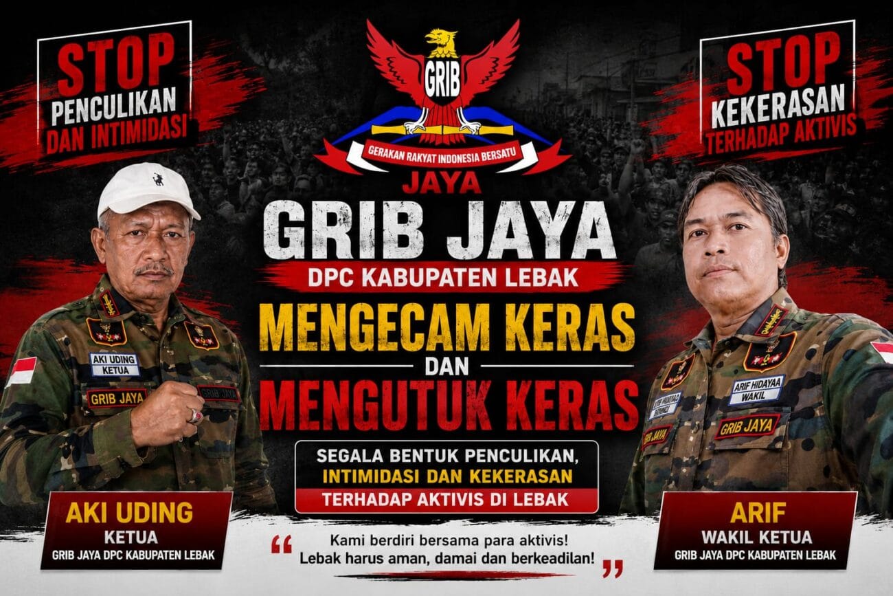 Aki Uding Ketua DPC GRIB Jaya Lebak bersama Arif Wakil Ketua I saat menyampaikan sikap resmi organisasi