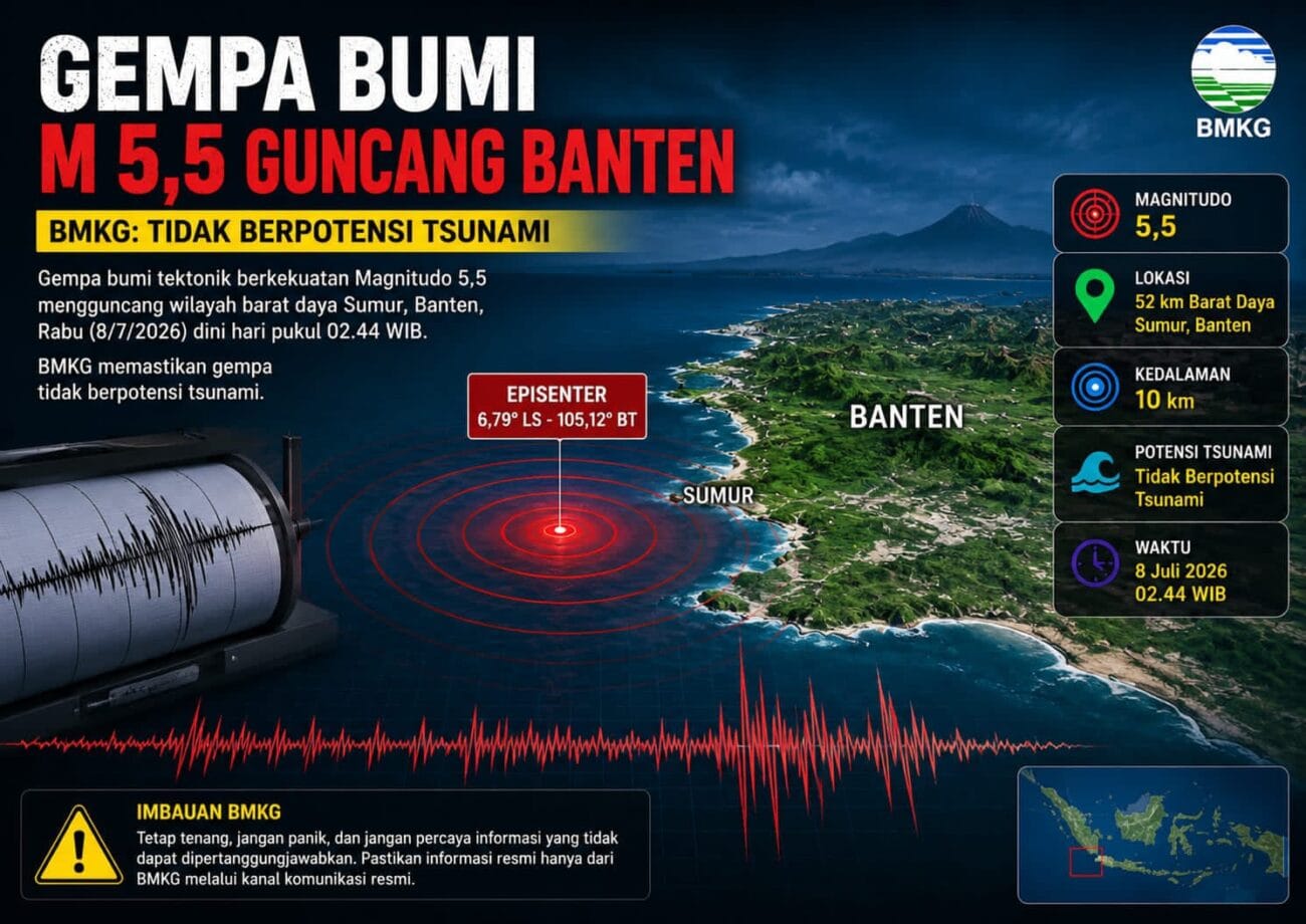 Gempa M 5,5 Guncang Perairan Sumur, BMKG Tegaskan Tidak Berpotensi Tsunami