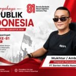 Mukhtar Ambon Pimpinan Perusahaan PT Banten Media Nusantara menyampaikan ucapan HUT RI ke-81