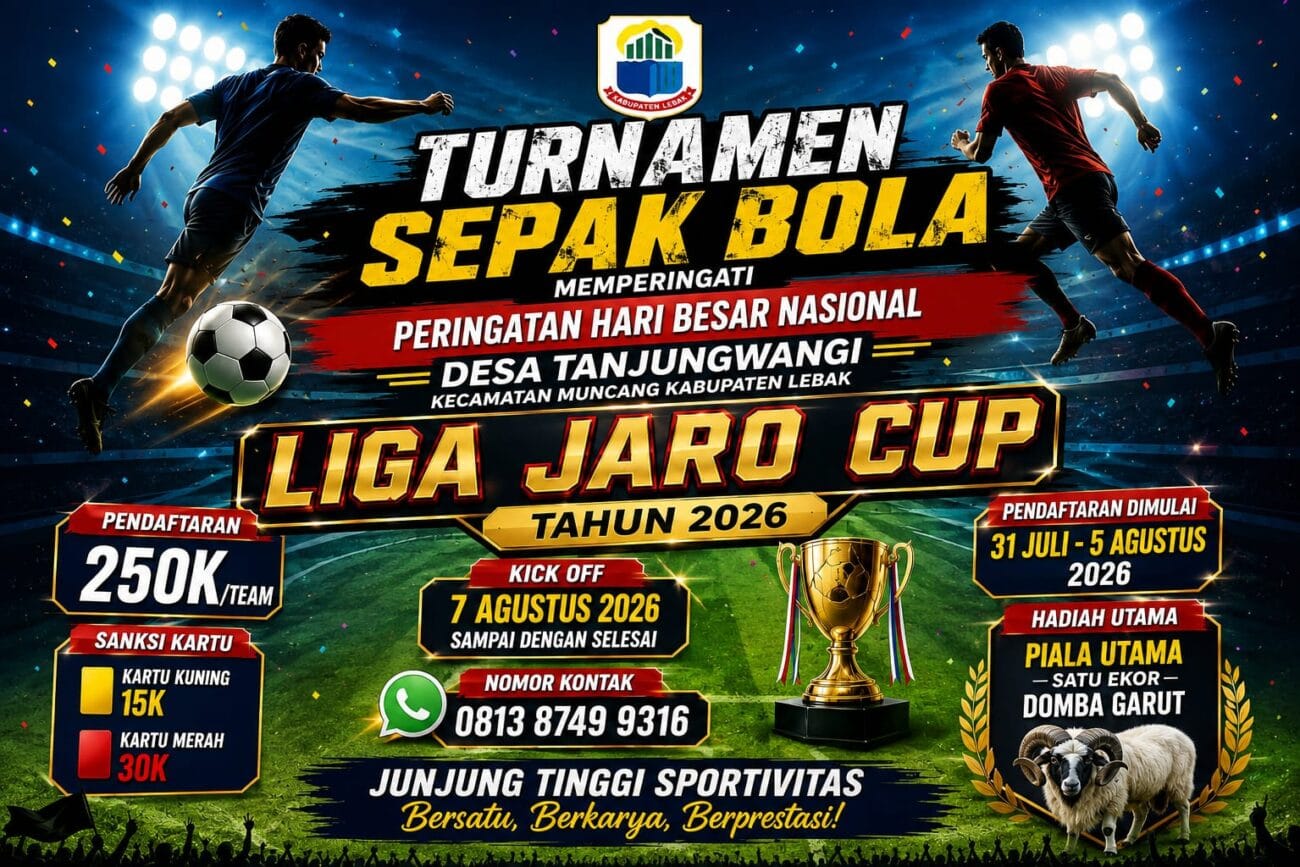 Turnamen Sepak Bola Antar RT Desa Tanjungwangi dalam rangka PHBN 2026 yang digelar Pemerintah Desa Tanjungwangi, Kecamatan Muncang, Kabupaten Lebak.