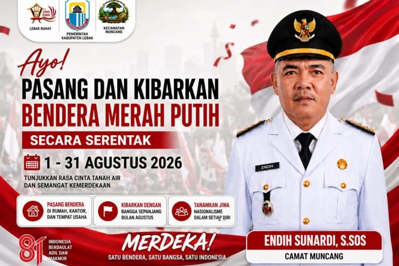 Camat Muncang Ajak Warga Kibarkan Bendera Merah Putih Selama Agustus 2026