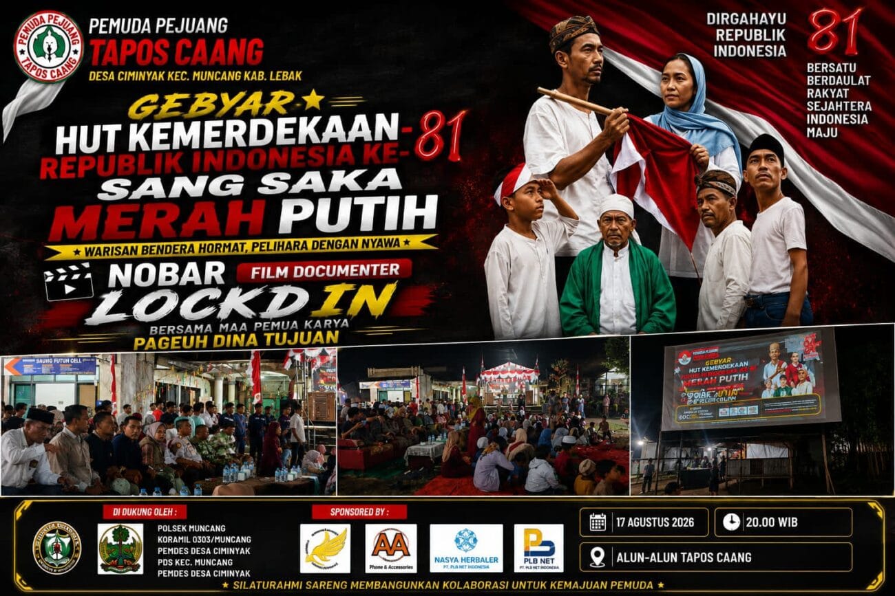 Tamu undangan menghadiri pemutaran film “Sang Saka Merah Putih” karya pemuda Tapos Caang dalam peringatan HUT RI ke-81.