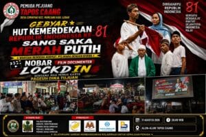 Tamu undangan menghadiri pemutaran film “Sang Saka Merah Putih” karya pemuda Tapos Caang dalam peringatan HUT RI ke-81.