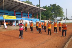 Personel Polres Lebak mengikuti Tes Kesamaptaan Jasmani dan Beladiri Polri Periodik Semester II Tahun 2026