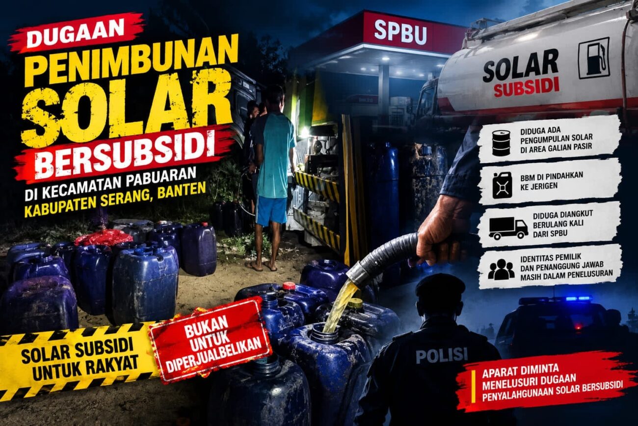 Dugaan penimbunan solar bersubsidi di kawasan galian pasir Kampung Pancanegara, Pabuaran, Kabupaten Serang