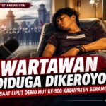 Wartawan Aden yang mengaku mengalami pengeroyokan saat meliput aksi demo HUT ke-500 Kabupaten Serang.