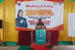 Kepala Desa Muncang Abeng bersama jajaran dalam kegiatan Monev 10 Program Pokok PKK Lebak 2026 di Desa Muncang.